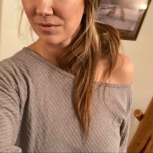 Off the Shoulder Ribbed Sweater